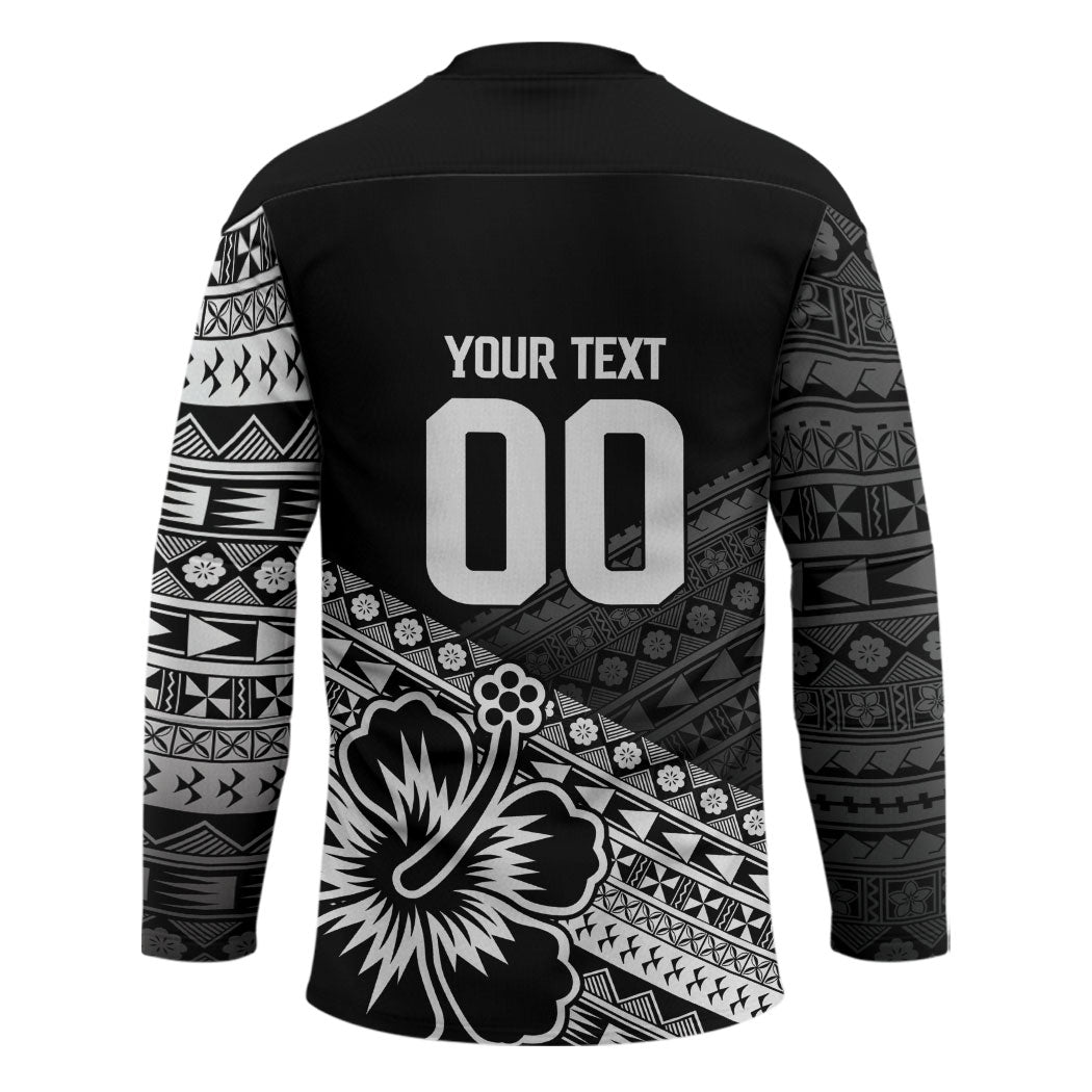 Custom Rugby Fiji Hockey Jersey Black Traditional Masi Inspired