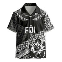 Custom Rugby Fiji Kid Hawaiian Shirt Black Traditional Masi Inspired