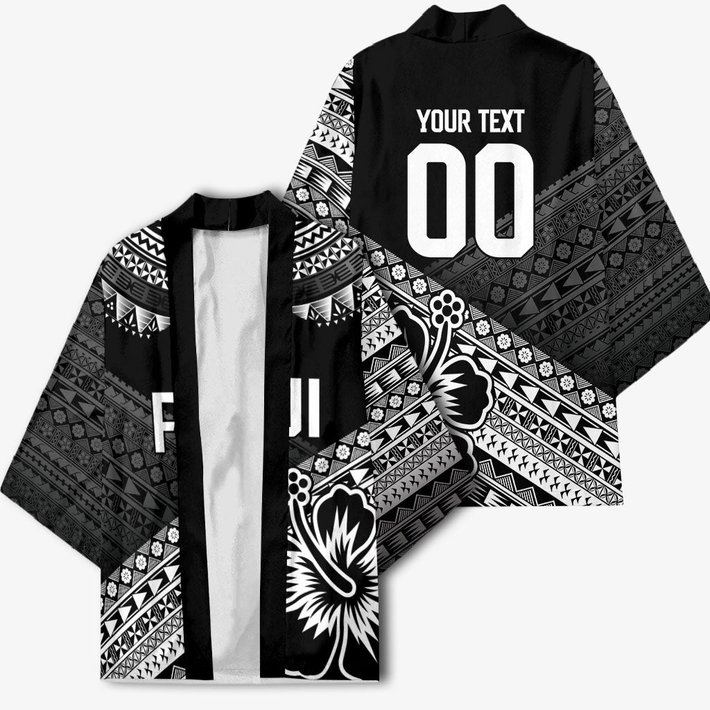 Custom Rugby Fiji Kimono Black Traditional Masi Inspired
