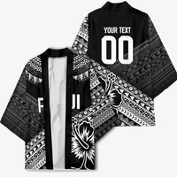 Custom Rugby Fiji Kimono Black Traditional Masi Inspired