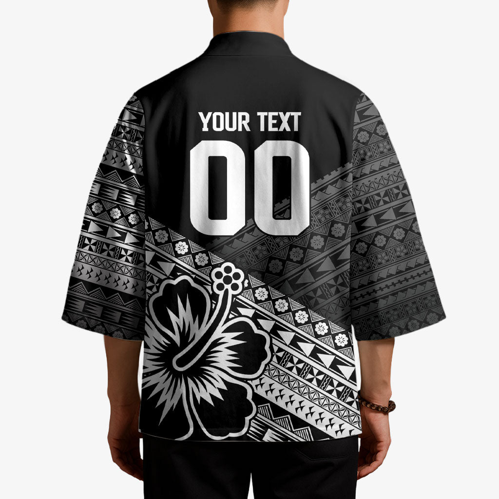 Custom Rugby Fiji Kimono Black Traditional Masi Inspired