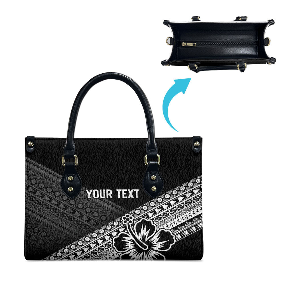 Custom Rugby Fiji Leather Bag Black Traditional Masi Inspired
