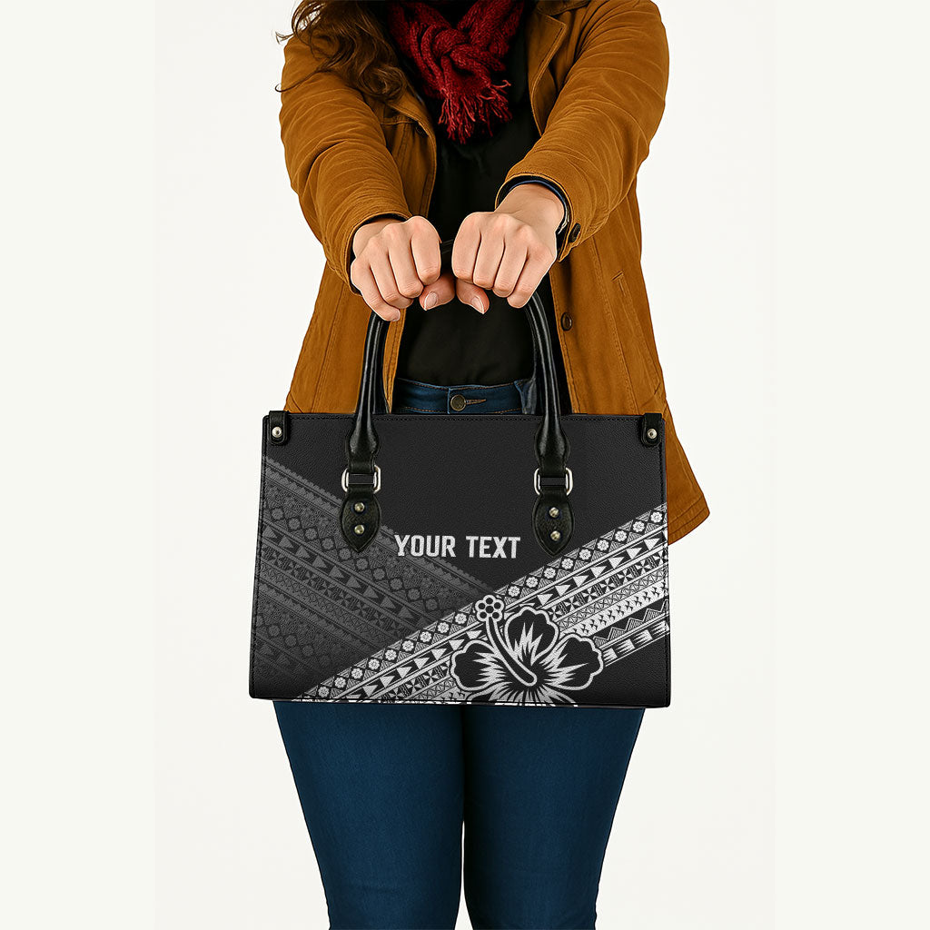 Custom Rugby Fiji Leather Bag Black Traditional Masi Inspired