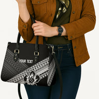 Custom Rugby Fiji Leather Bag Black Traditional Masi Inspired