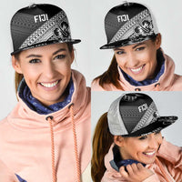 Personalised Rugby Fiji Mesh Trucker Cap Black Traditional Masi Inspired