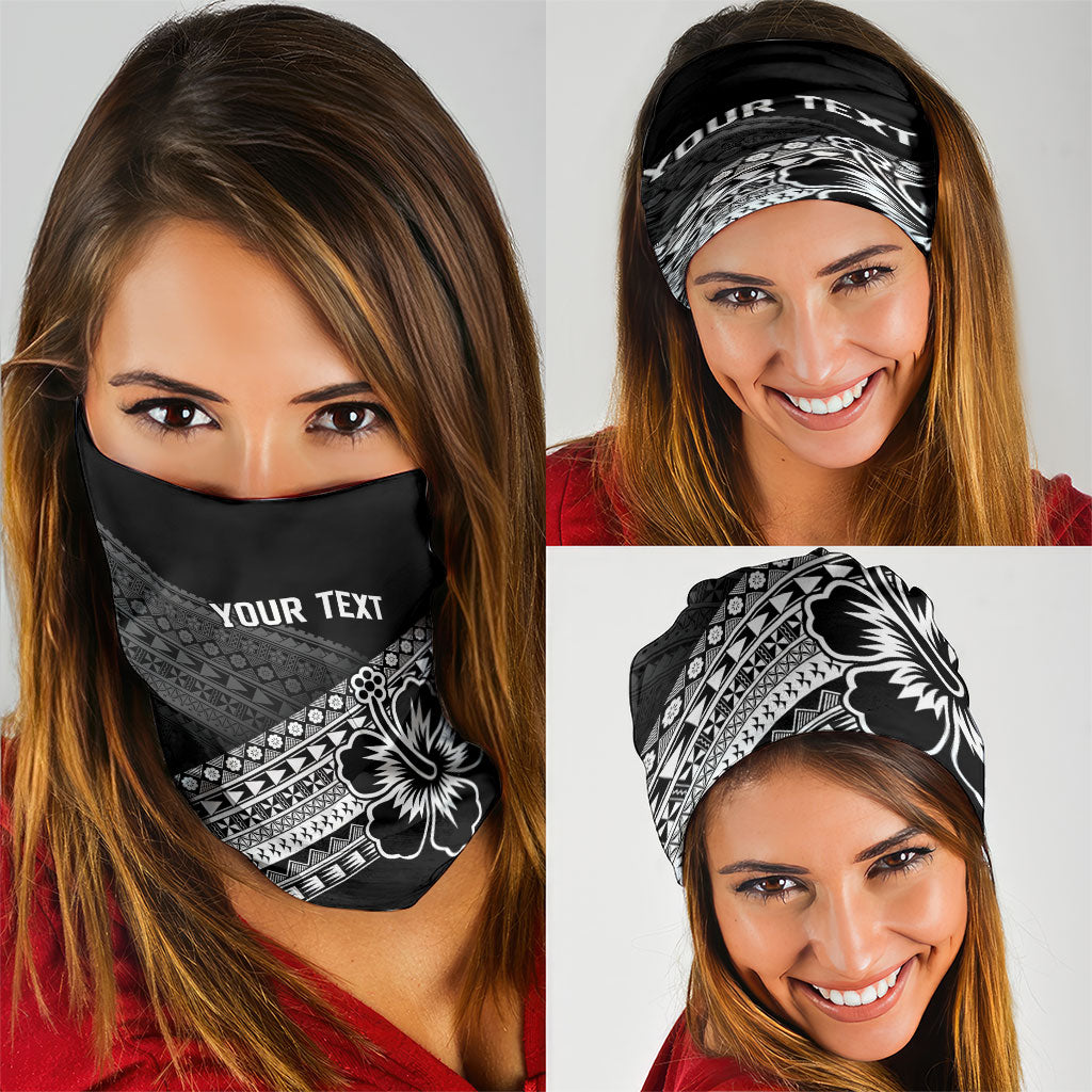 Custom Rugby Fiji Neck Gaiter Black Traditional Masi Inspired