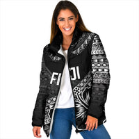 Custom Rugby Fiji Padded Jacket Black Traditional Masi Inspired