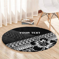 Custom Rugby Fiji Round Carpet Black Traditional Masi Inspired