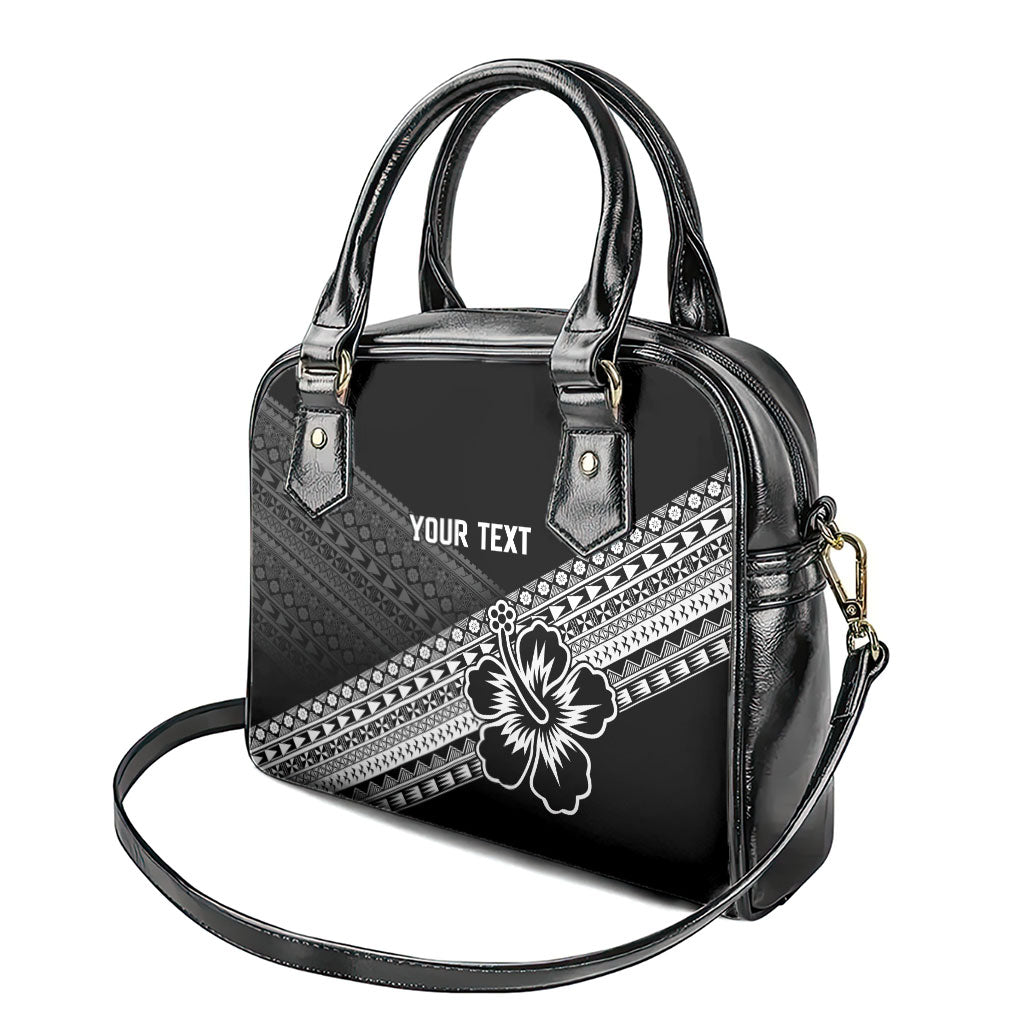 Custom Rugby Fiji Shoulder Handbag Black Traditional Masi Inspired