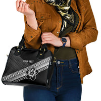 Custom Rugby Fiji Shoulder Handbag Black Traditional Masi Inspired