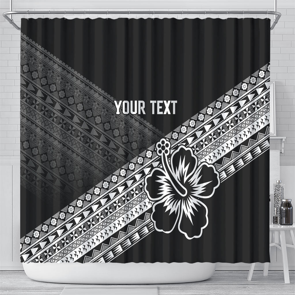 Custom Rugby Fiji Shower Curtain Black Traditional Masi Inspired
