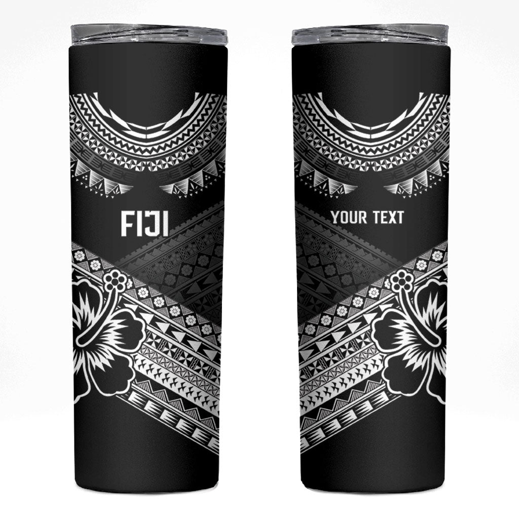 Custom Rugby Fiji Skinny Tumbler Black Traditional Masi Inspired LT9 Black - Polynesian Pride