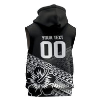 Custom Rugby Fiji Sleeveless Hoodie Black Traditional Masi Inspired