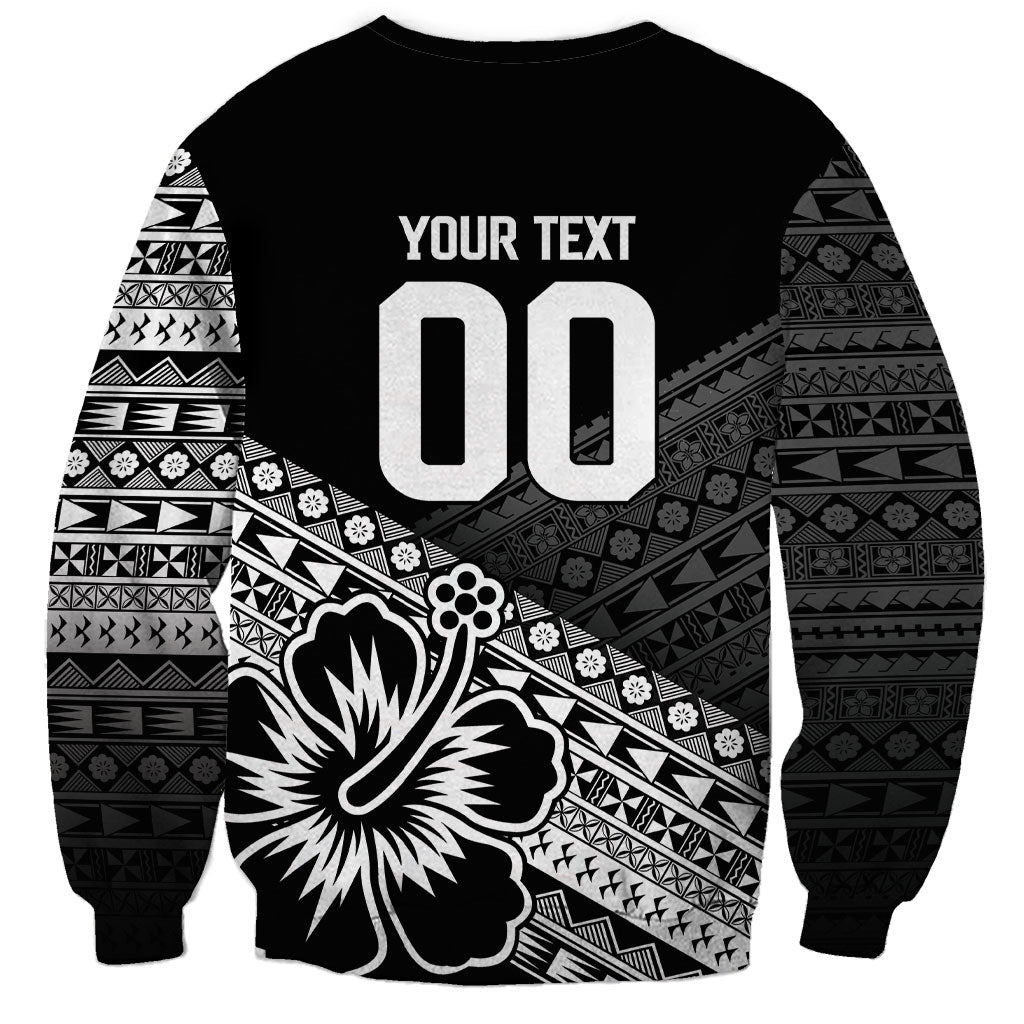 Custom Rugby Fiji Sweatshirt Black Traditional Masi Inspired