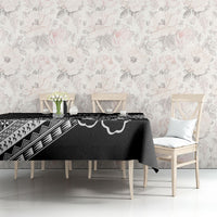 Custom Rugby Fiji Tablecloth Black Traditional Masi Inspired