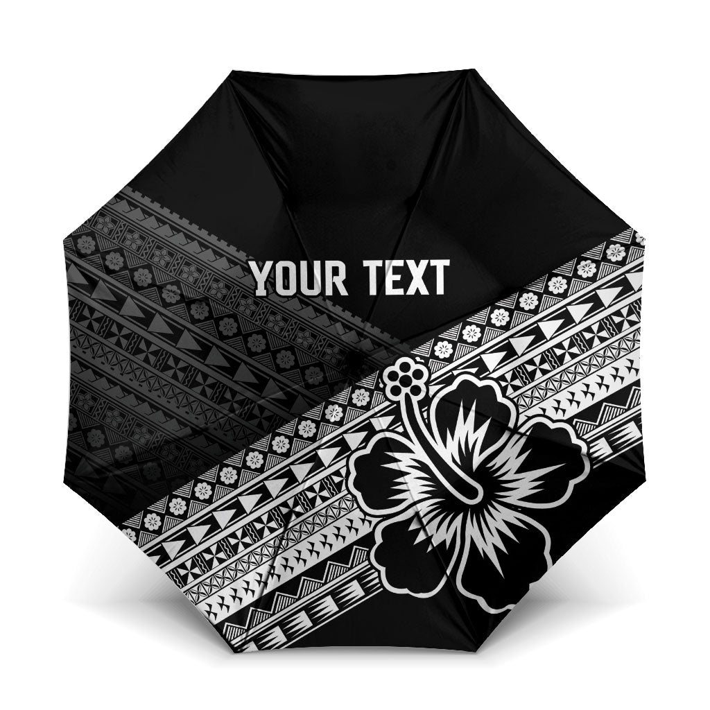 Custom Rugby Fiji Umbrella Black Traditional Masi Inspired