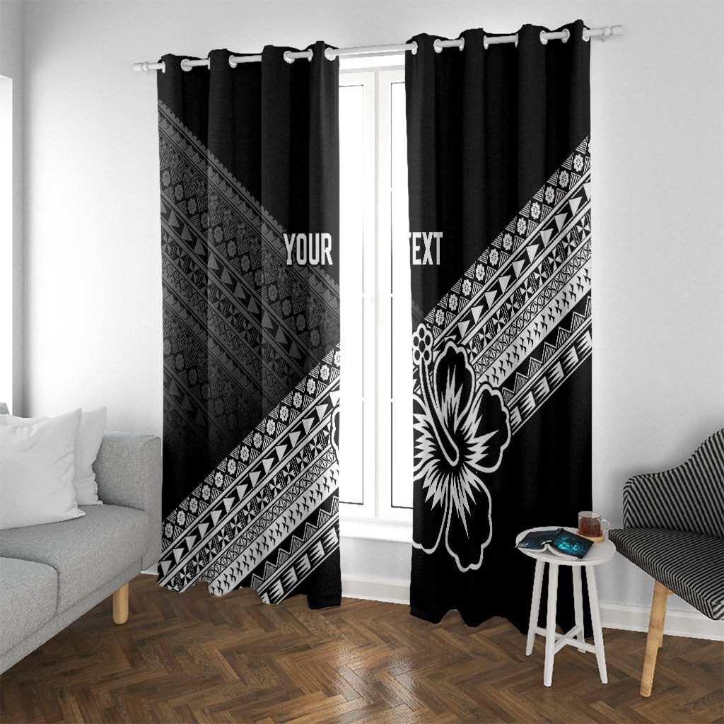Custom Rugby Fiji Window Curtain Black Traditional Masi Inspired