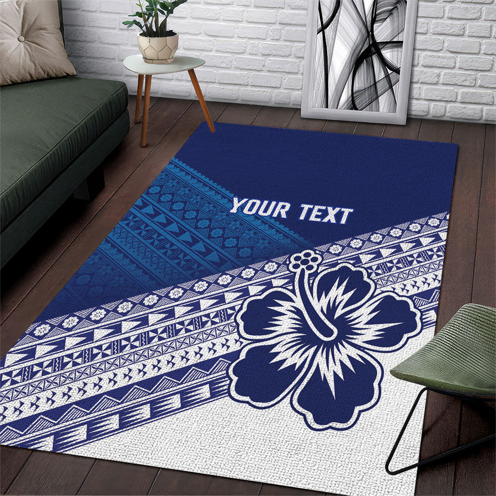 Custom Rugby Fiji Area Rug Blue Traditional Masi Inspired LT9 Blue - Polynesian Pride
