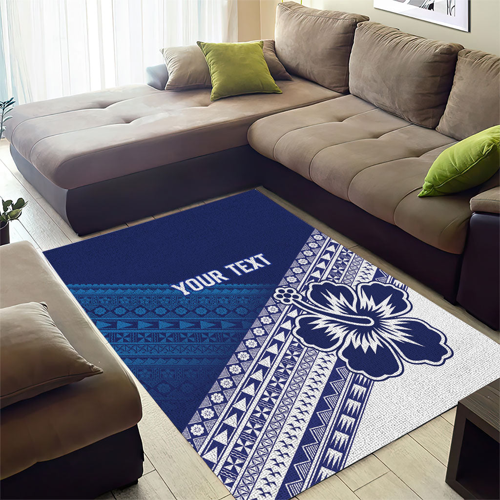 Custom Rugby Fiji Area Rug Blue Traditional Masi Inspired