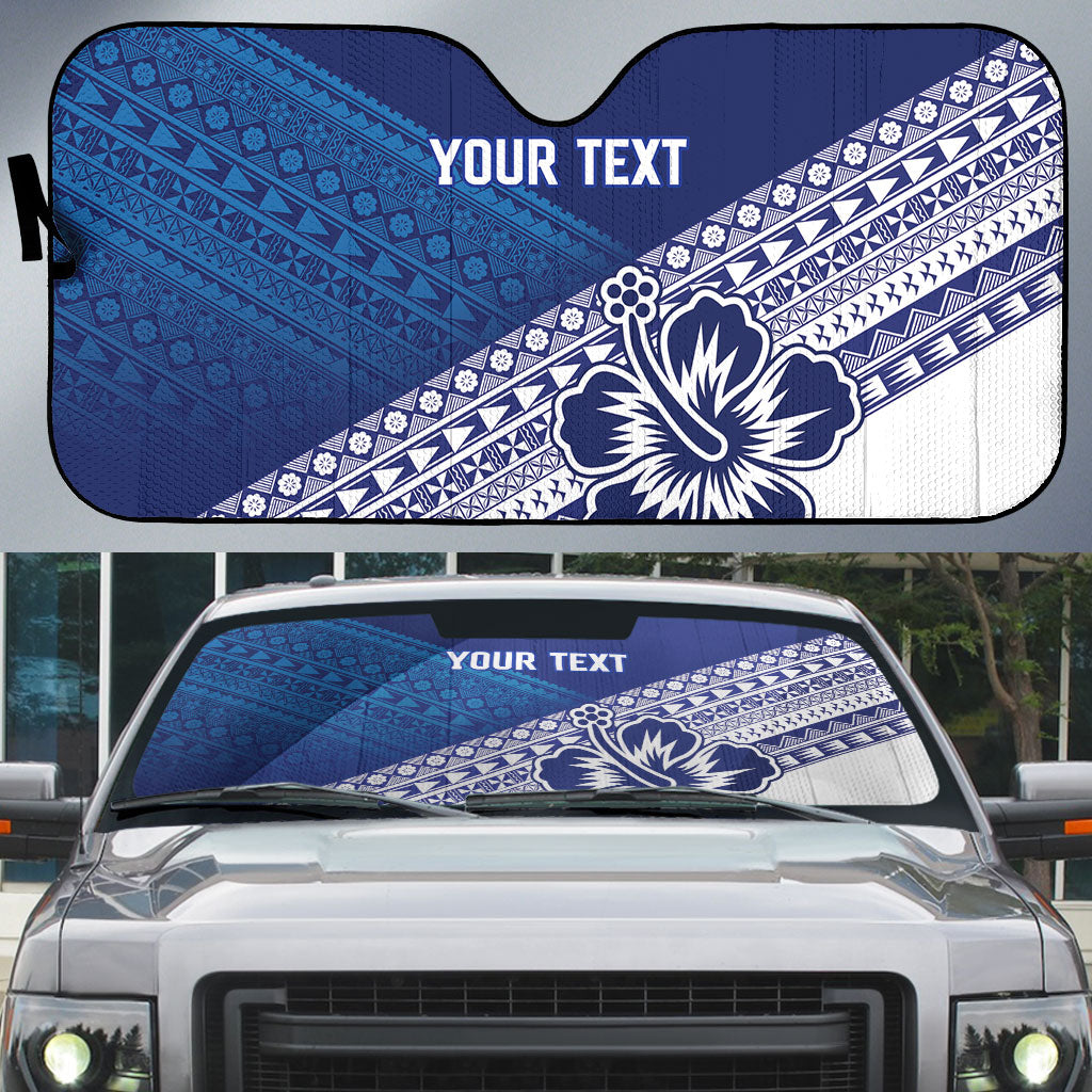 Custom Rugby Fiji Auto Sun Shade Blue Traditional Masi Inspired