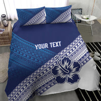 Custom Rugby Fiji Bedding Set Blue Traditional Masi Inspired