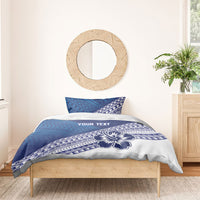 Custom Rugby Fiji Bedding Set Blue Traditional Masi Inspired