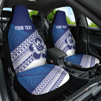Custom Rugby Fiji Car Seat Cover Blue Traditional Masi Inspired