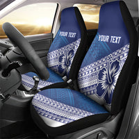 Custom Rugby Fiji Car Seat Cover Blue Traditional Masi Inspired