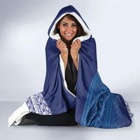 Custom Rugby Fiji Hooded Blanket Blue Traditional Masi Inspired