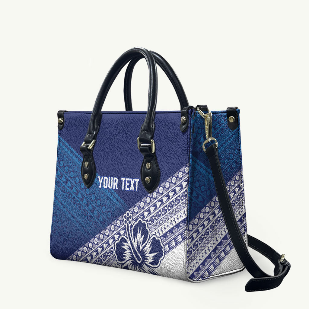 Custom Rugby Fiji Leather Bag Blue Traditional Masi Inspired LT9 Blue - Polynesian Pride