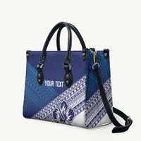 Custom Rugby Fiji Leather Bag Blue Traditional Masi Inspired