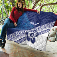 Custom Rugby Fiji Quilt Blue Traditional Masi Inspired