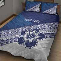 Custom Rugby Fiji Quilt Bed Set Blue Traditional Masi Inspired