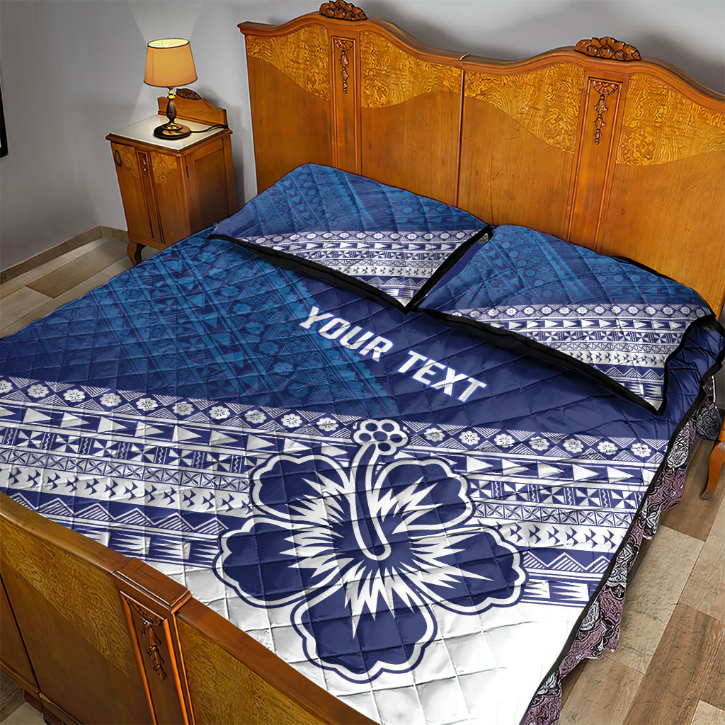 Custom Rugby Fiji Quilt Bed Set Blue Traditional Masi Inspired
