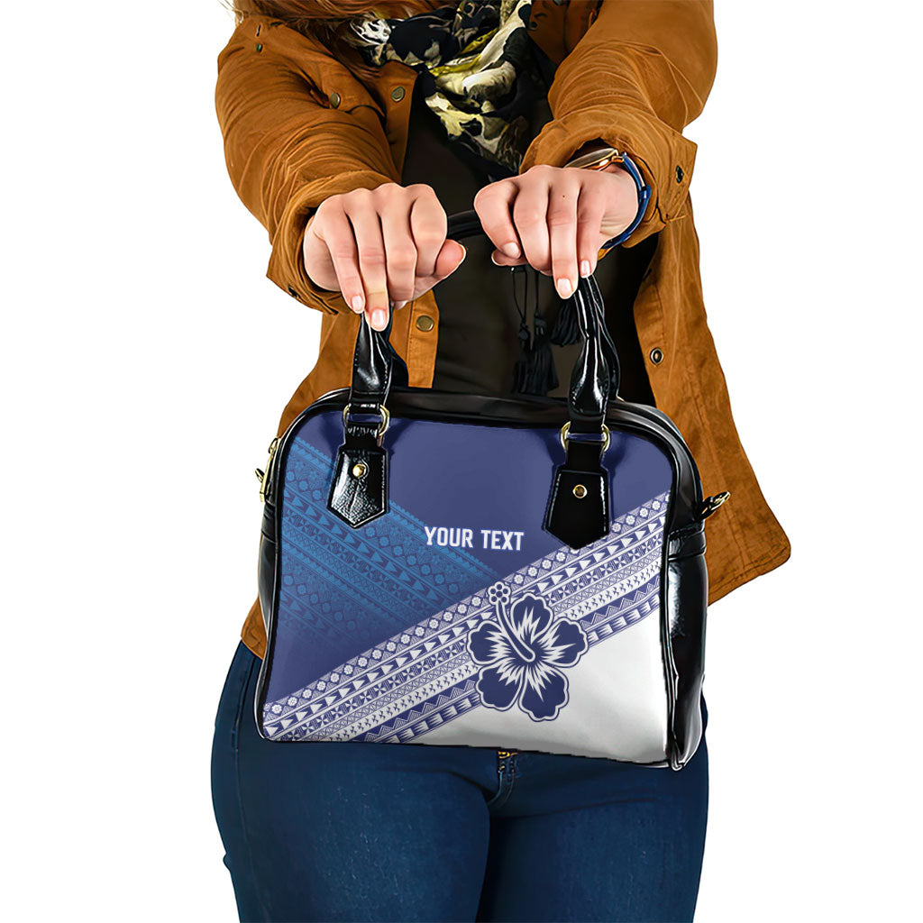 Custom Rugby Fiji Shoulder Handbag Blue Traditional Masi Inspired