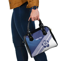 Custom Rugby Fiji Shoulder Handbag Blue Traditional Masi Inspired