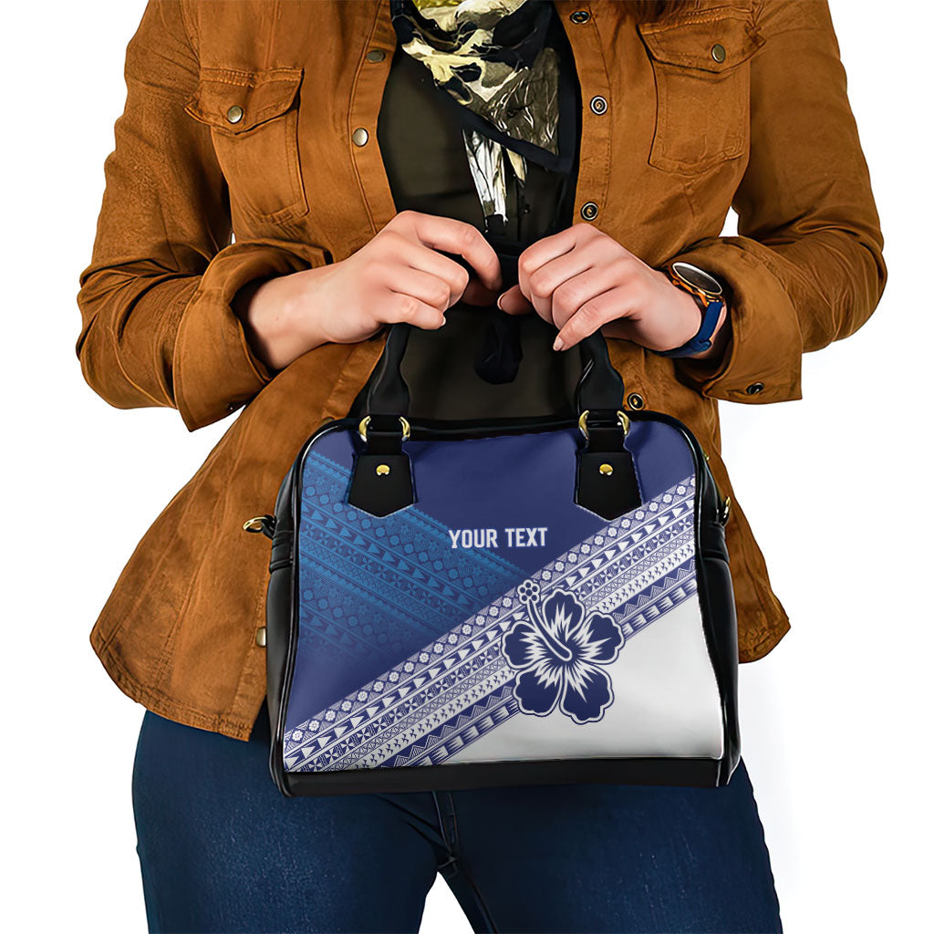 Custom Rugby Fiji Shoulder Handbag Blue Traditional Masi Inspired