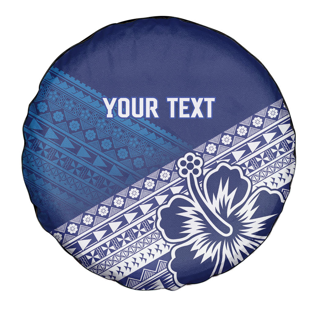 Custom Rugby Fiji Spare Tire Cover Blue Traditional Masi Inspired