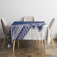 Custom Rugby Fiji Tablecloth Blue Traditional Masi Inspired