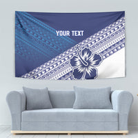 Custom Rugby Fiji Tapestry Blue Traditional Masi Inspired