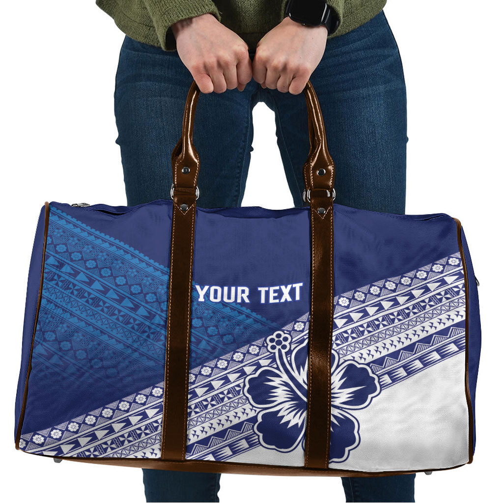 Custom Rugby Fiji Travel Bag Blue Traditional Masi Inspired LT9 Blue - Polynesian Pride