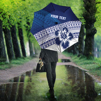 Custom Rugby Fiji Umbrella Blue Traditional Masi Inspired