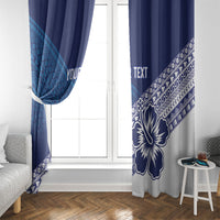Custom Rugby Fiji Window Curtain Blue Traditional Masi Inspired