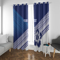 Custom Rugby Fiji Window Curtain Blue Traditional Masi Inspired