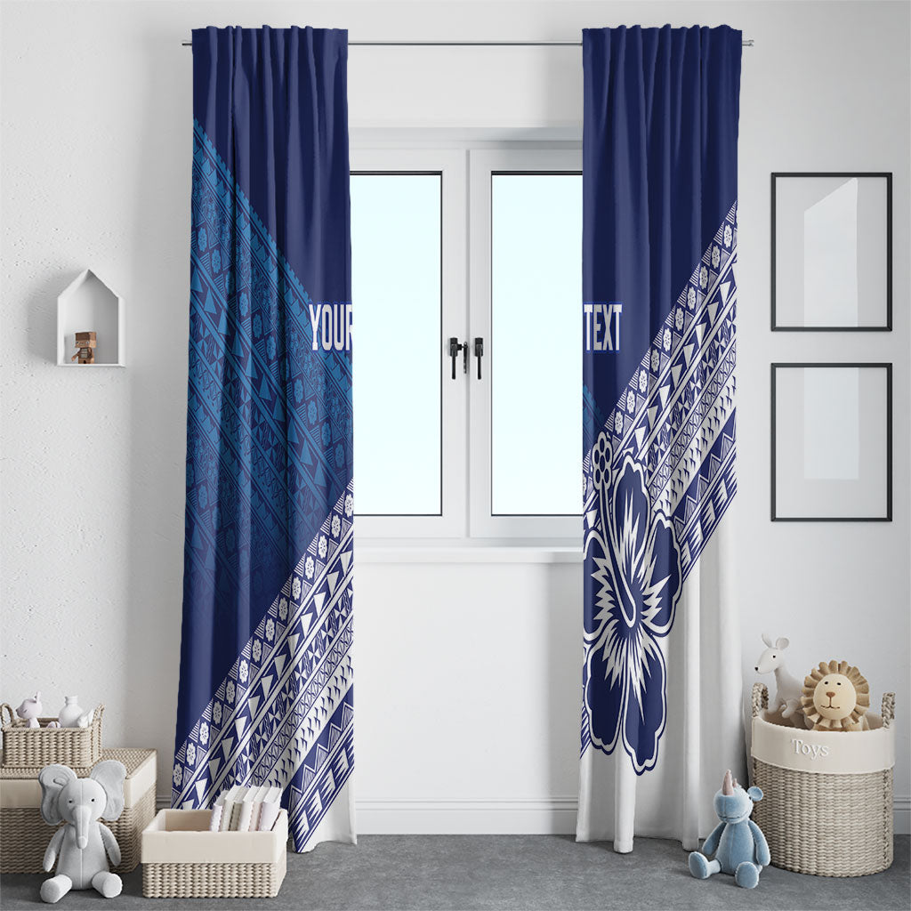 Custom Rugby Fiji Window Curtain Blue Traditional Masi Inspired