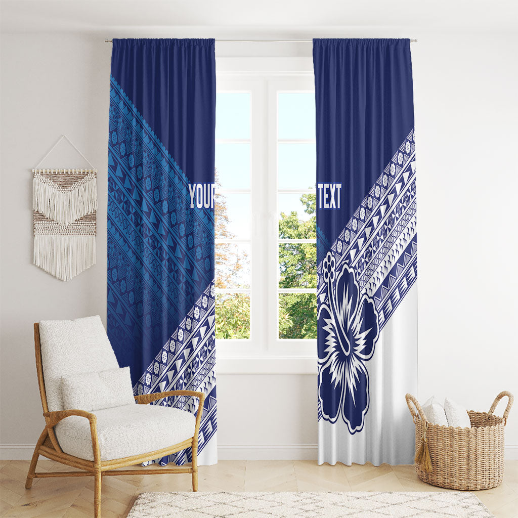 Custom Rugby Fiji Window Curtain Blue Traditional Masi Inspired