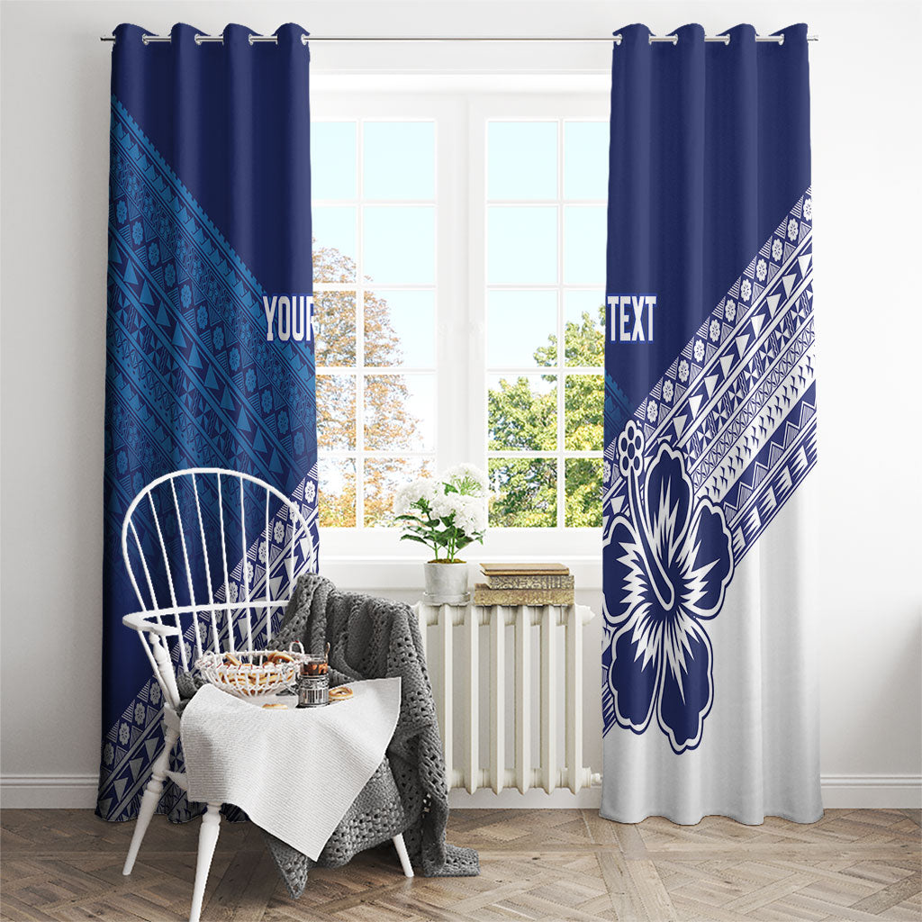 Custom Rugby Fiji Window Curtain Blue Traditional Masi Inspired