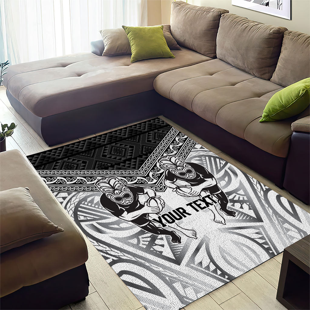 Custom Rugby New Zealand Black Fern Area Rug Niho Taniwha Inspired