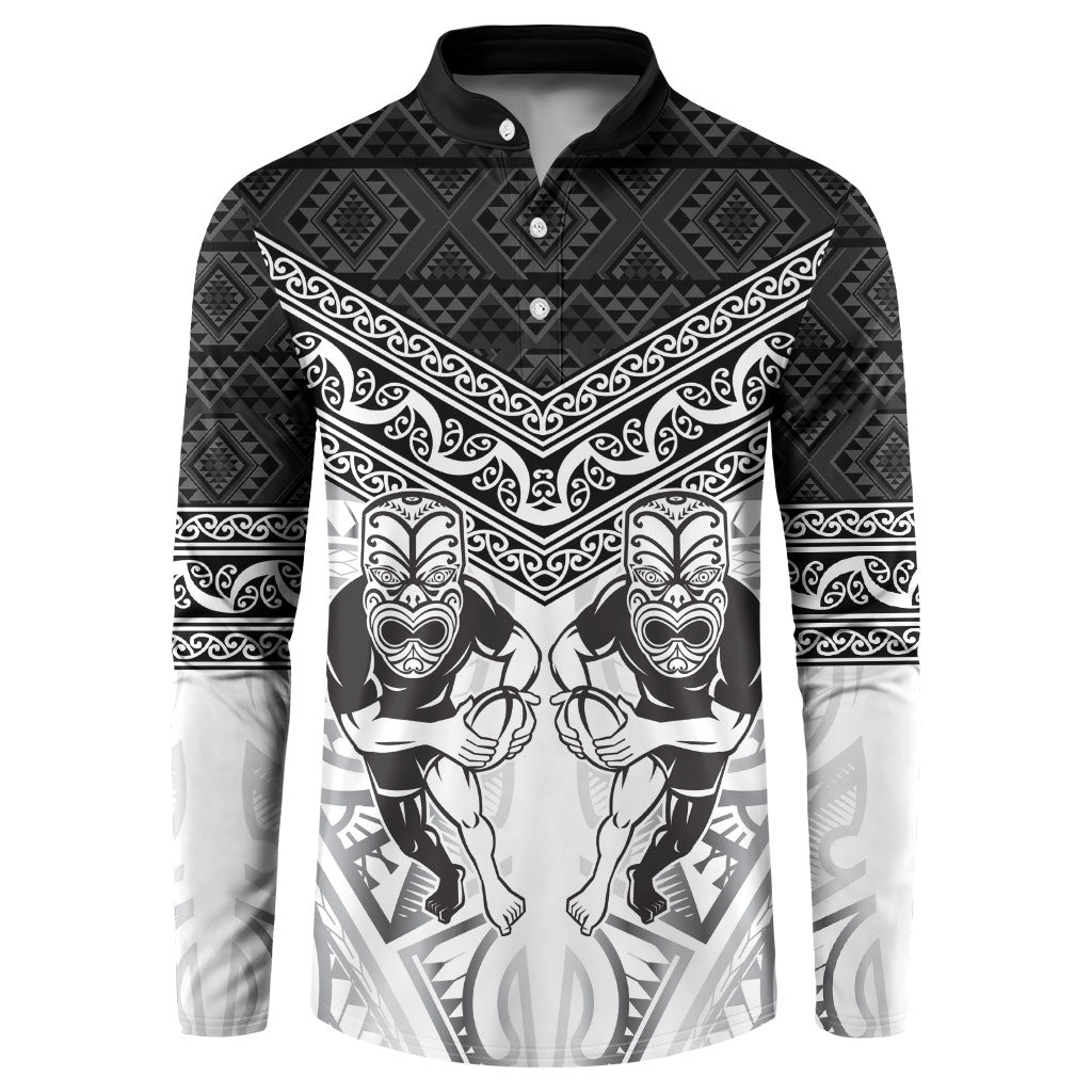 Custom Rugby New Zealand Black Fern Button Sweatshirt Niho Taniwha Inspired LT9 White - Polynesian Pride