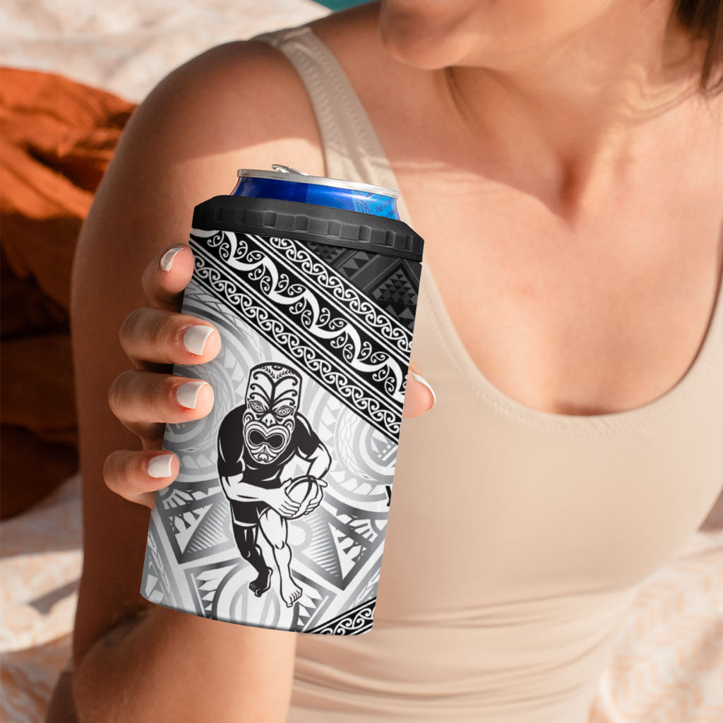 Custom Rugby New Zealand Black Fern 4 in 1 Can Cooler Tumbler Niho Taniwha Inspired